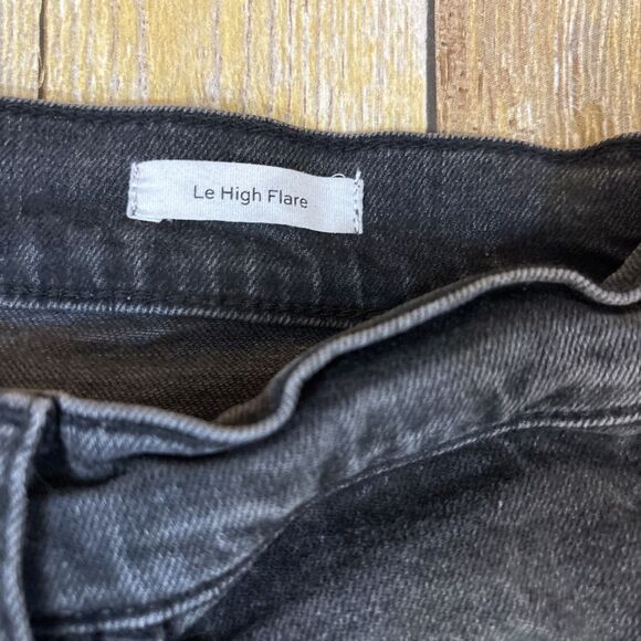 FRAME Le High Flare Jeans Obsidian Clean Side Slit Jeans Women Size 29 (31X32) - Picture 8 of 11